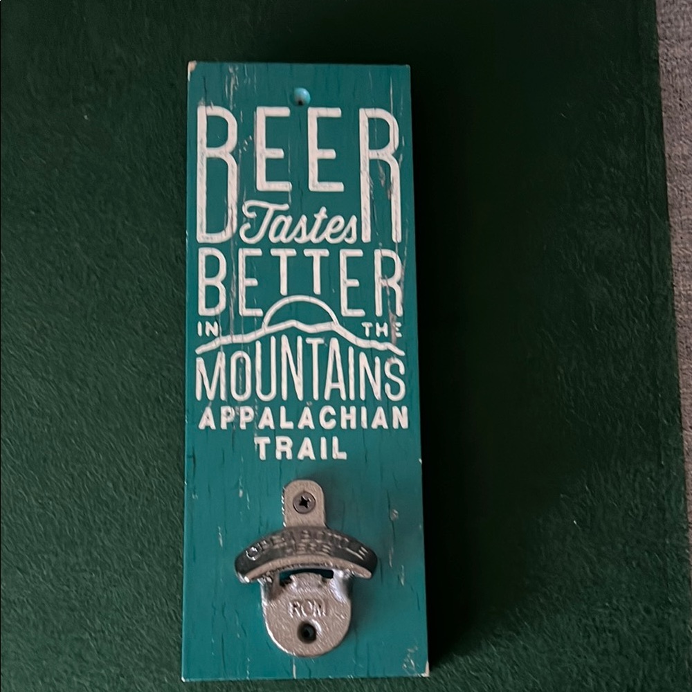 Rustic Beer Bottle Opener - Teal and White